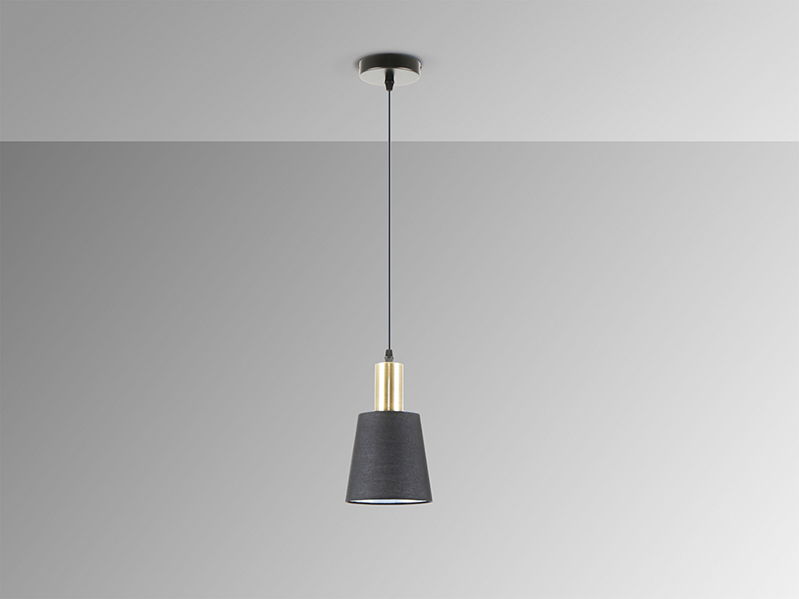 Lámpara colgante GISELA 1L. Negro/Latón | Schuller