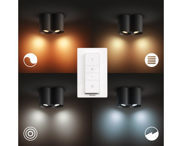 Foco doble PILLAR - Philips Hue - Negro