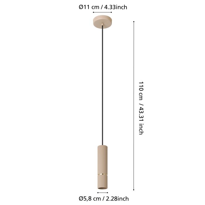Caminia Lámpara colgante led con 1 bombilla gu10 color Arena | Eglo