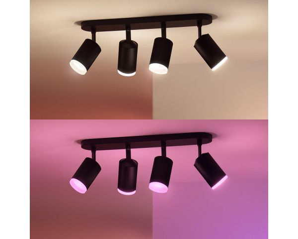 Foco de cuatro luces FUGATO - Philips Hue - Negro