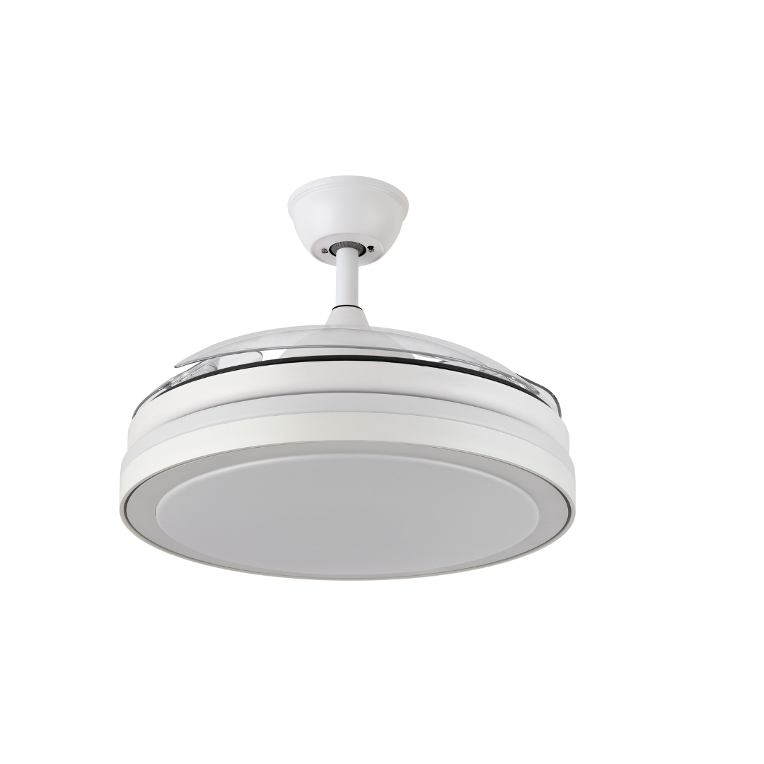 VENTILADOR DC ESPARTA de Fabrilamp 72W 6120LM BLANCO 3 ASPAS Desplegables de  107D color Blanco