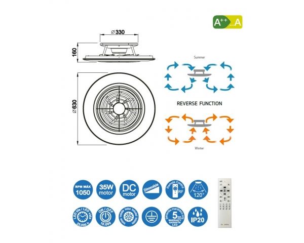 Ventilador Alisio - Mantra Iluminación - Plata