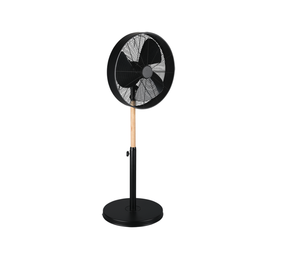 Ventilador de Pie de Diseño VIKING | Negro Mate y Madera | Trio Lighting