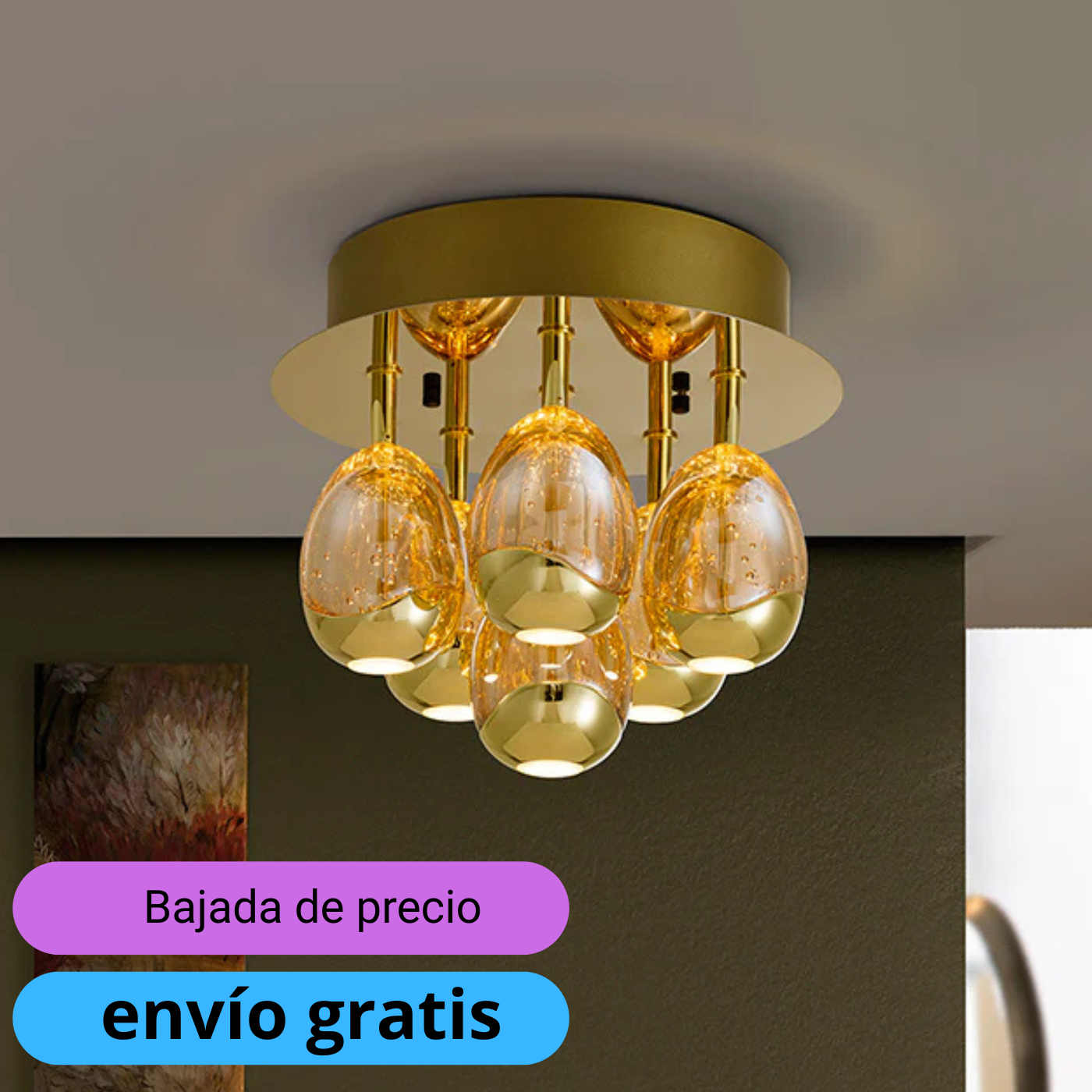 ROCIO- PLAFON 6L ORO DIMABLE | Schuller