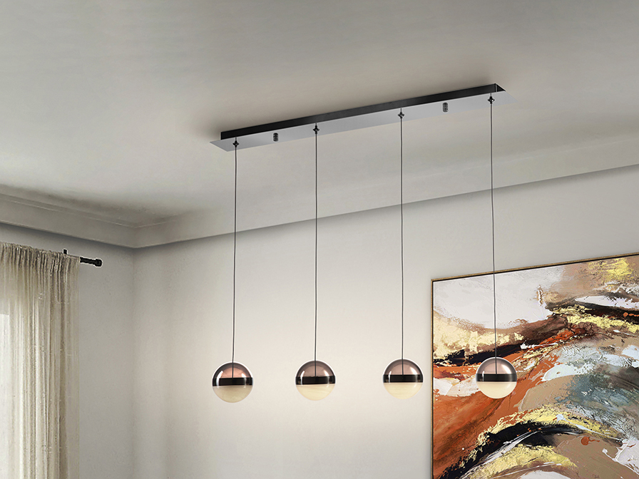 Lámpara de techo ORBES- 4 Luces CROMO NEGRO D12 | Schuller