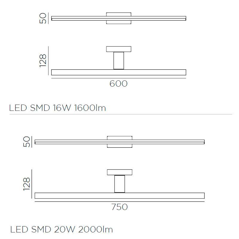 Aplique de baño  led*20W TIWALL color:negro 75cm | MDC