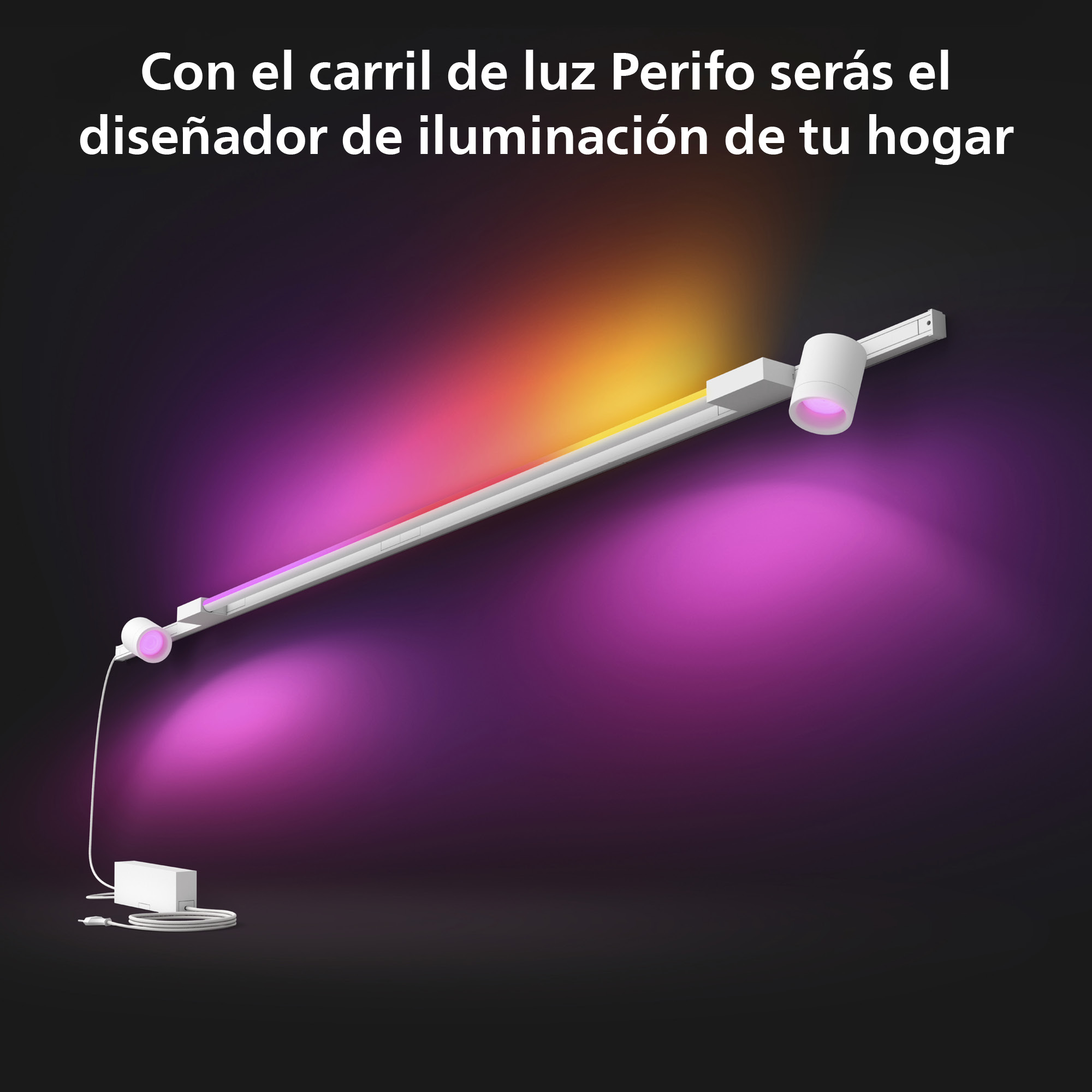Kit Perifo Base de Pared lineal o a techo (2 Foco, 1 Tubo de Luz Compacto) Zigbee y Bluetooth. 