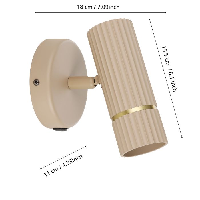 Caminia Aplique pared led con 1 bombilla gu10 color Arena | Eglo