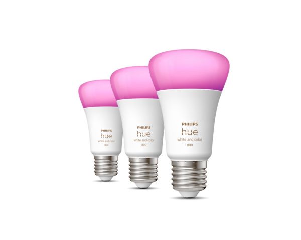 Pack de 3 bombillas inteligentes 6.5W E27 White and Color Ambiance - Philips Hue