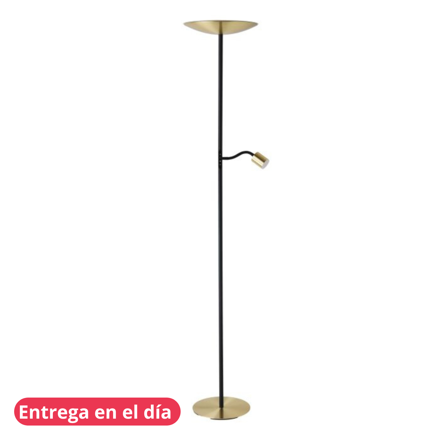 Lámpara de Pie Conivarino Negra y Dorada con Interruptor de Pedal | EGLO