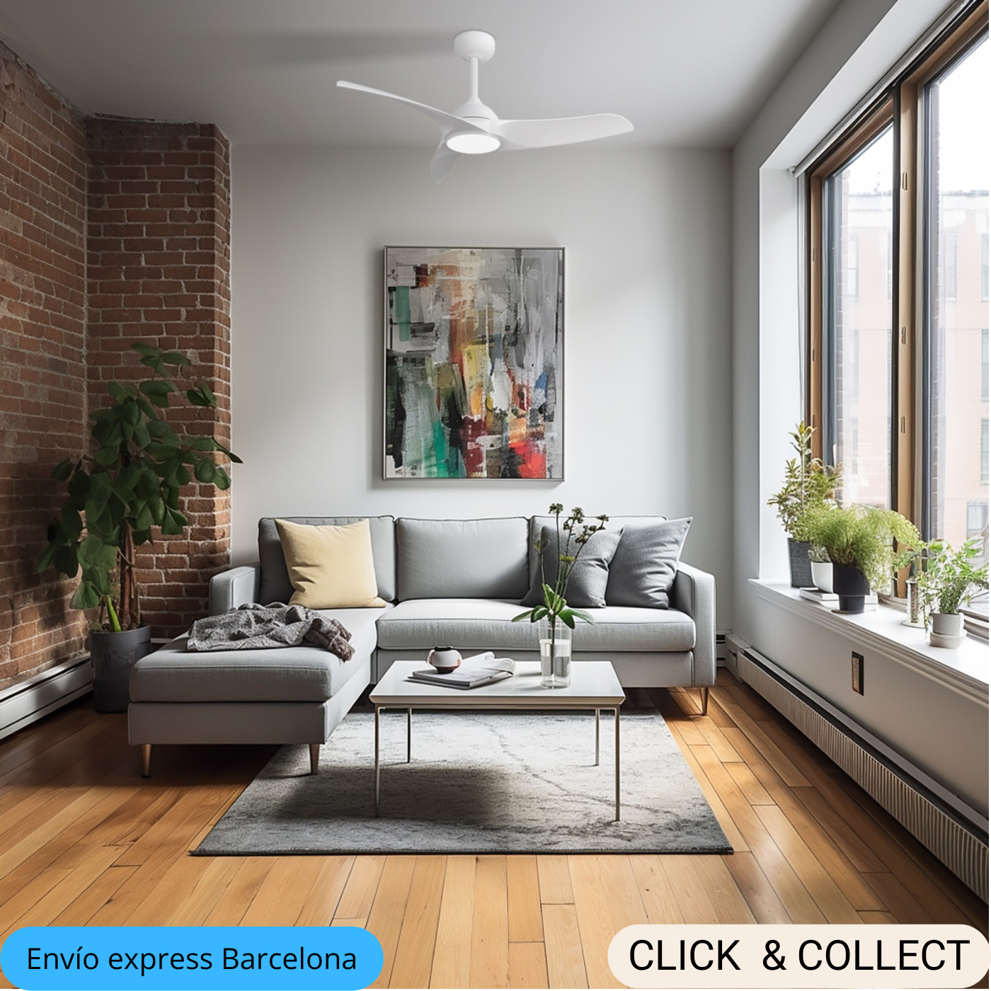 Ventilador de techo DIEHL M blanco con luz | Sulion