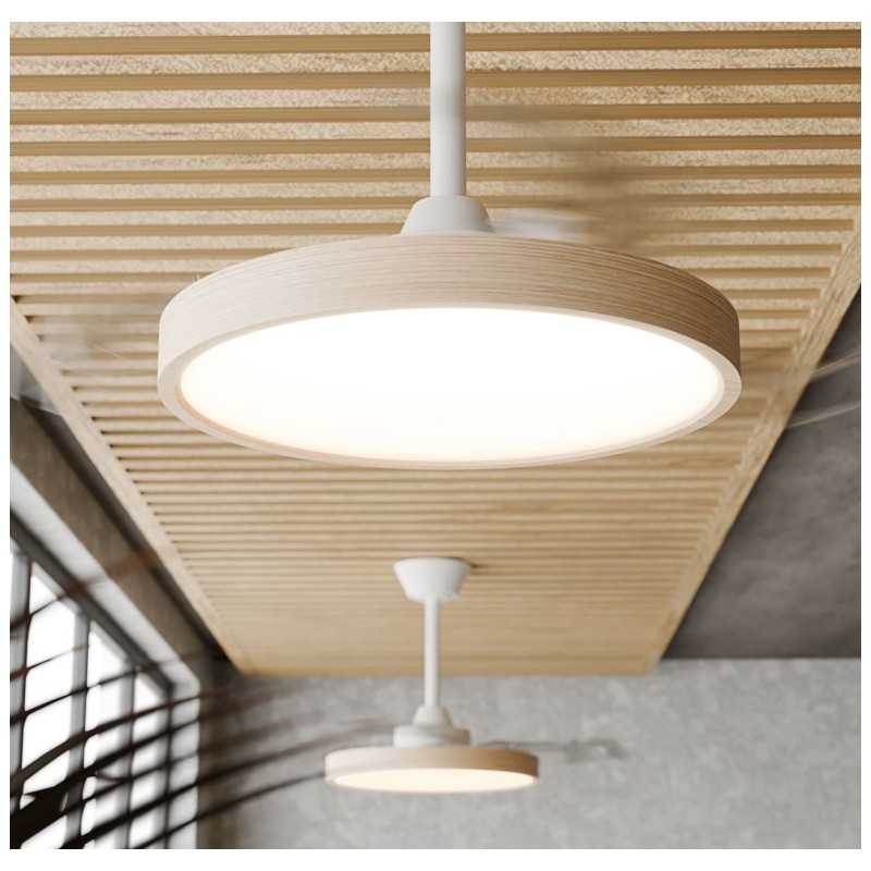 Plafón Ventilador Sulion Bombay Estilo Blanco/Madera Ø 106cm LED 36W DC CCT