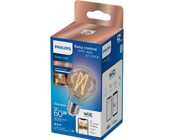 Philips Hue Bombilla Inteligente de Filamento A60 E27 7W Blanco