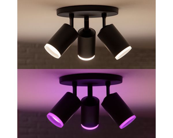 Foco de tres luces FUGATO - Philips Hue - Negro