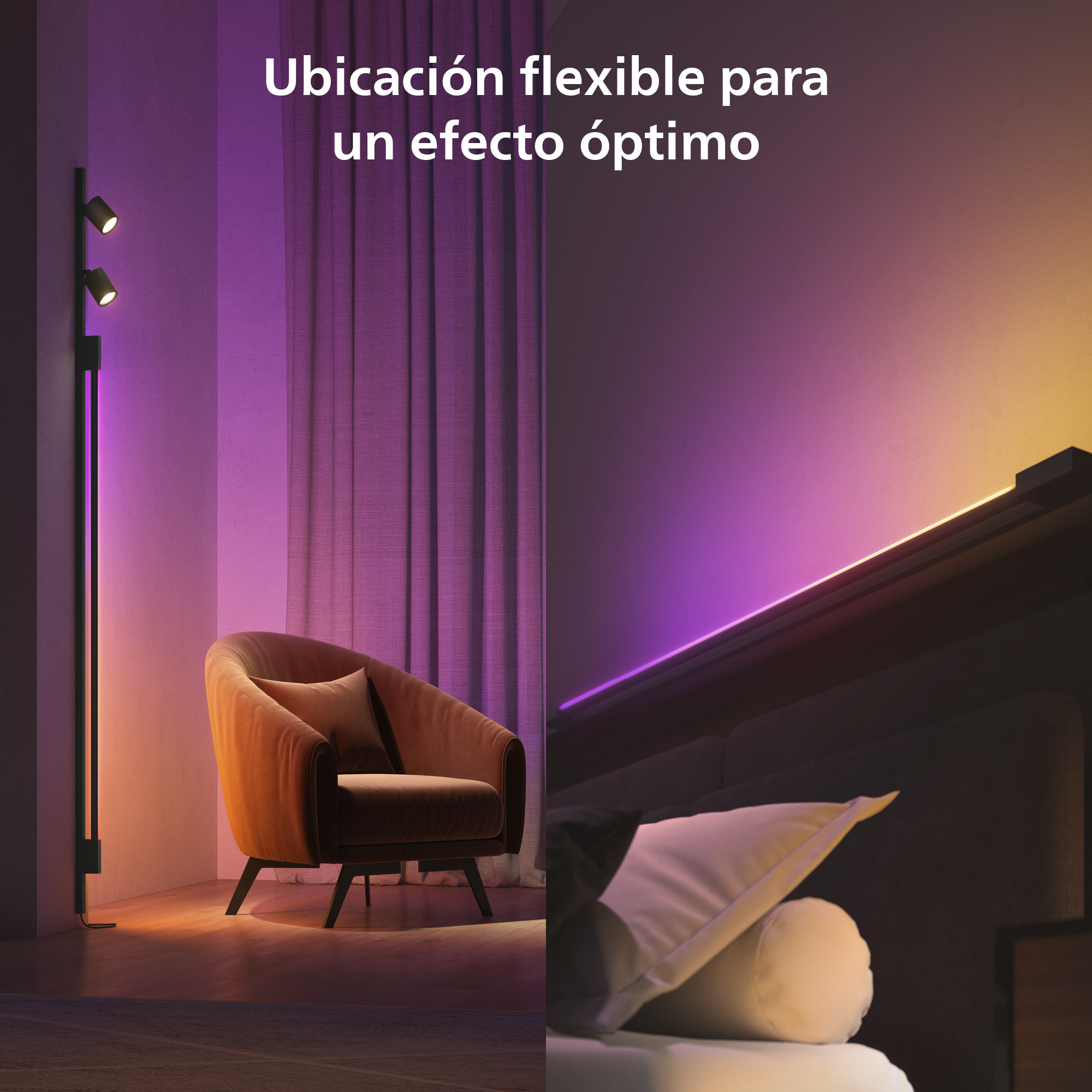 Kit Perifo Base de Pared lineal o a techo (2 Foco, 1 Tubo de Luz Compacto) Zigbee y Bluetooth. 