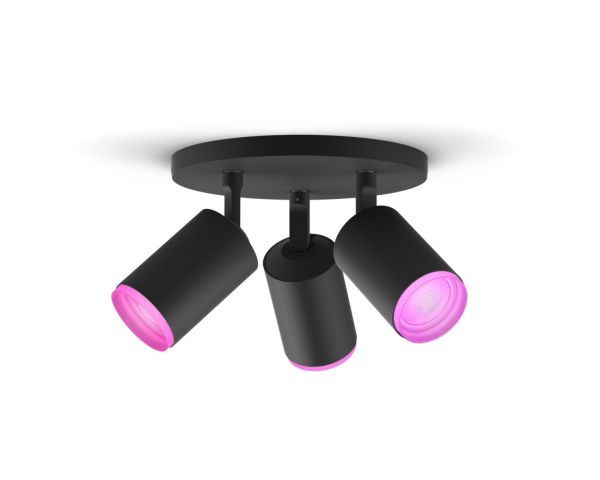 Foco de tres luces FUGATO - Philips Hue - Negro