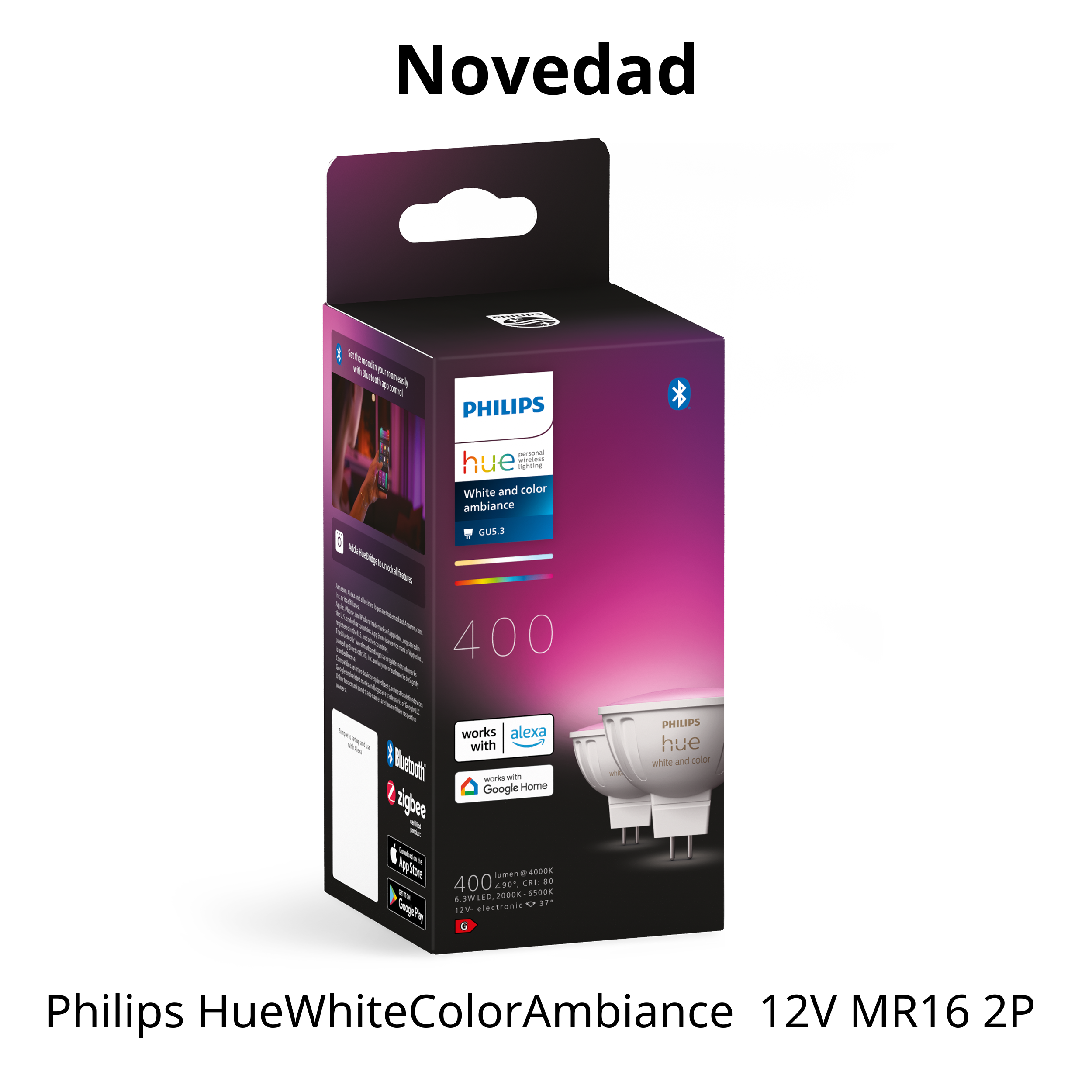 Bombilla White Color Ambiance 12V MR16 pack 2 uds. | Philips Hue 