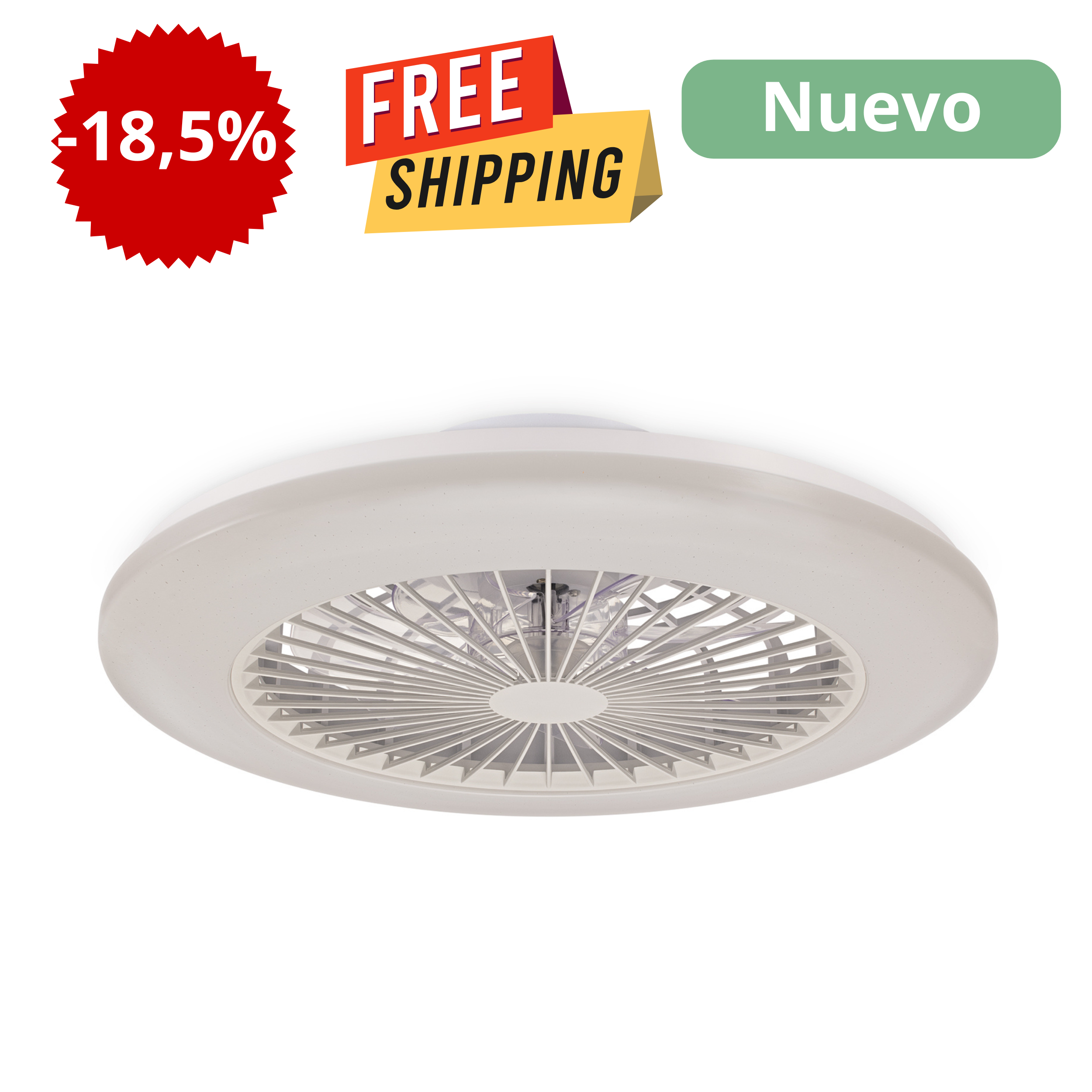 Ventilador Philips Amigo con luz led integrada de 20W - 4400 lúmens, Luz Blanca regulable 
