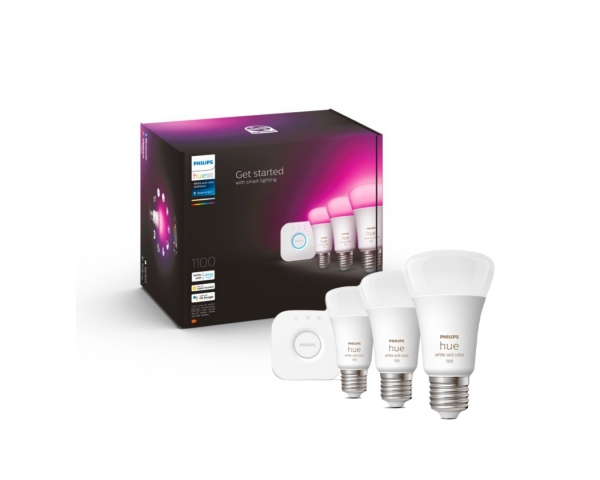 Kit de iniciación de 2 Bombillas LED E27 de Philips Hue luz blanca y de  color