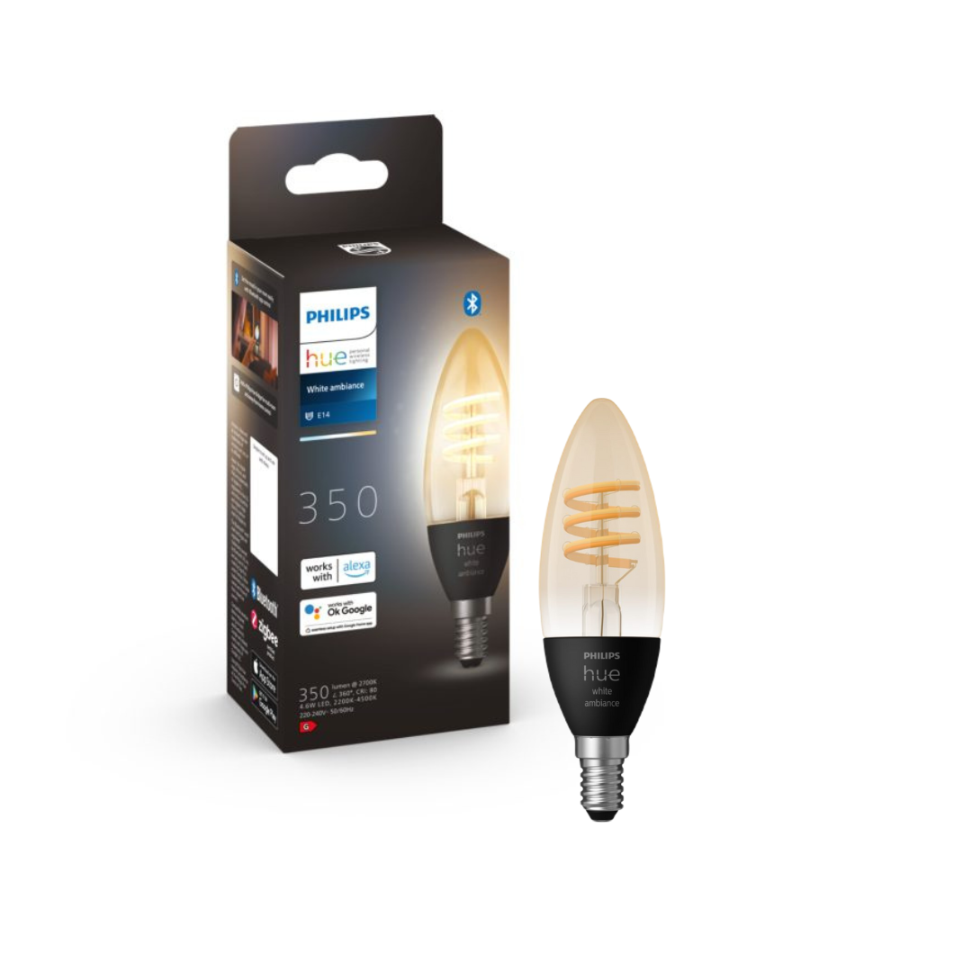 Bombilla LED inteligente Esférica, Philips Hue, casquillo 💡 E14, 5.1W 470  lúmens, Luz Blanca y de Colores. Pack de 2