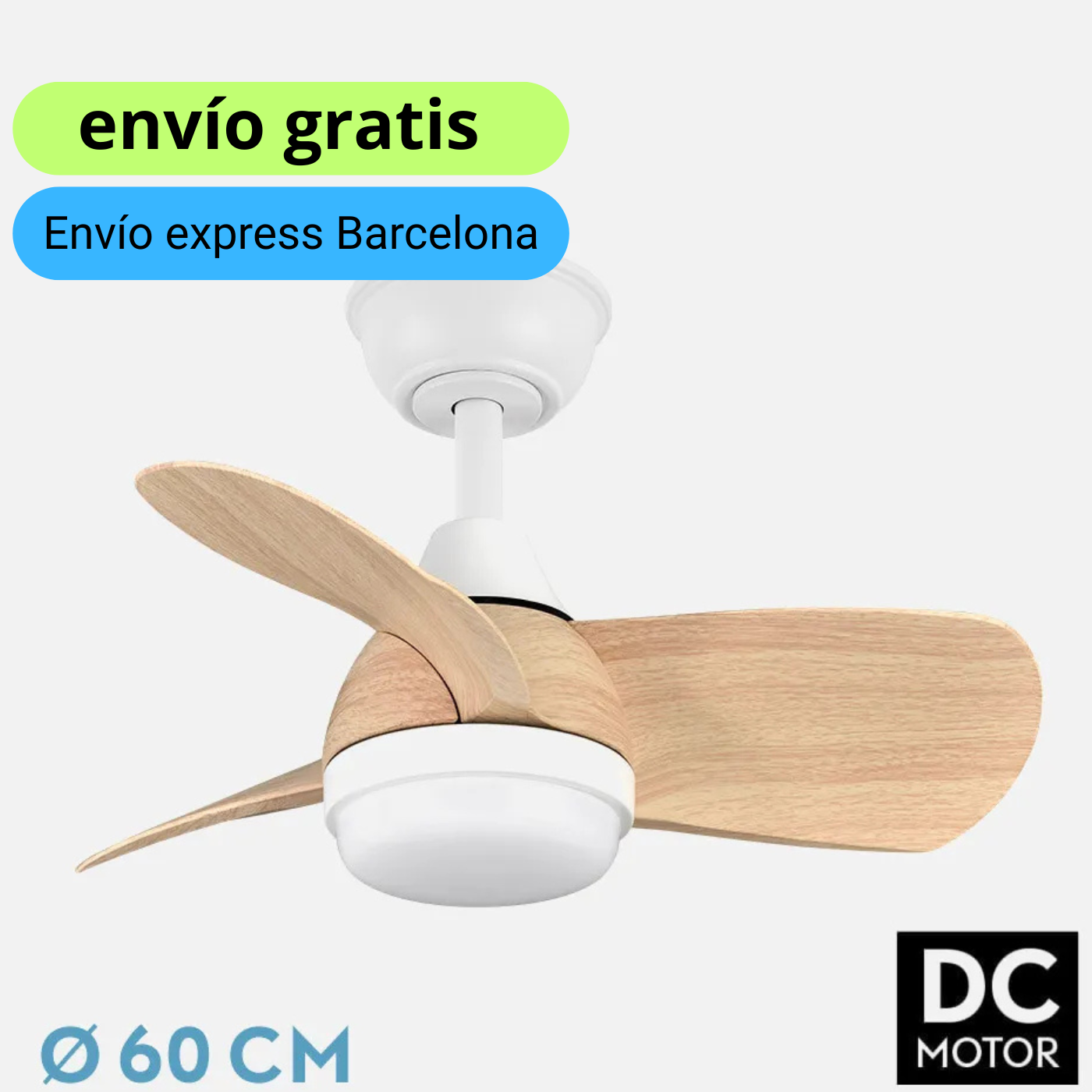 Ventilador Dc Pirdo Blanco 3 Aspas 60Ø 24W CCT Mando
