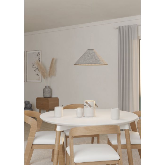 Lámpara Colgante ALSAGER Japandi | Tulipa Fieltro Gris | Eglo Lighting