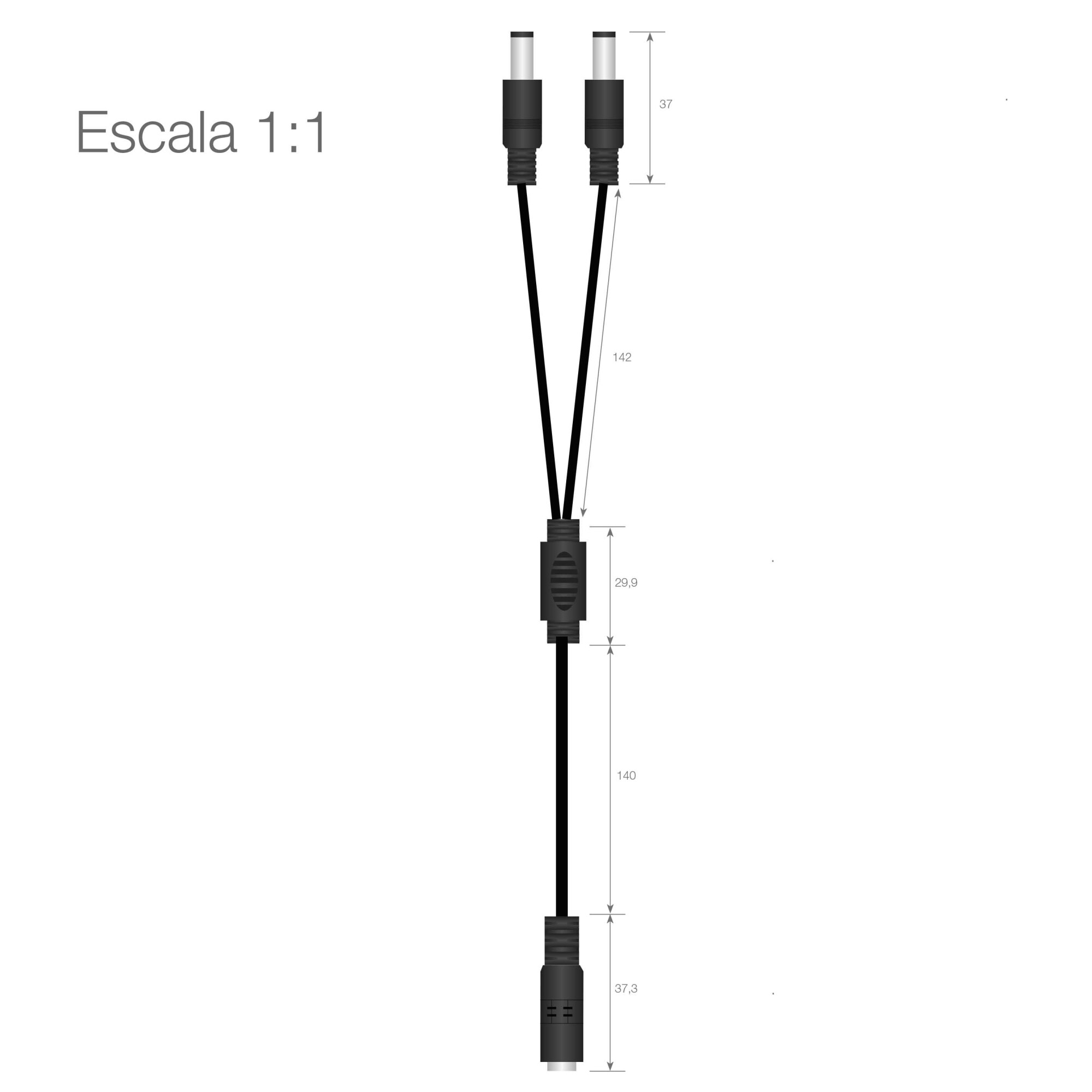 Pulpo de 2 derivaciones con toma jack | Luz Negra