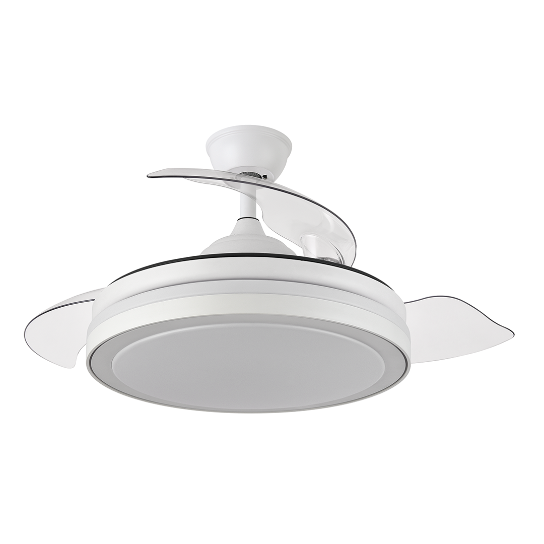 VENTILADOR DC ESPARTA de Fabrilamp 72W 6120LM BLANCO 3 ASPAS Desplegables de  107D color Blanco