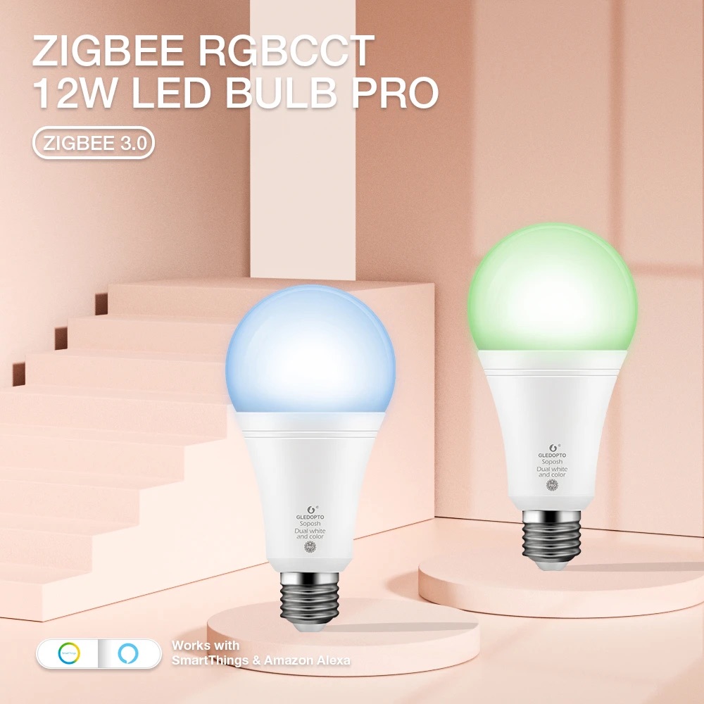 Bombilla ZigBee 12W E27 Smart Bulb RGBCCT (doble blanco y color) LED luz regulable 