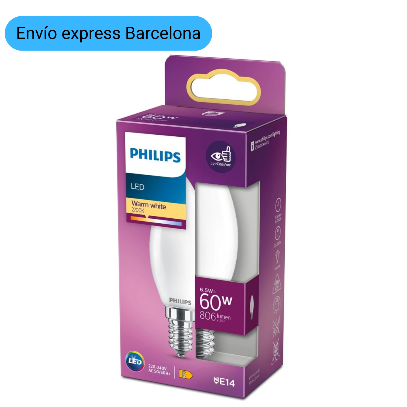   LED Vela de filamento mate 60 W B35 E14 | Philips