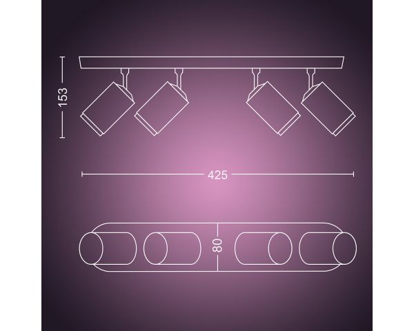 Foco de cuatro luces FUGATO - Philips Hue - Negro