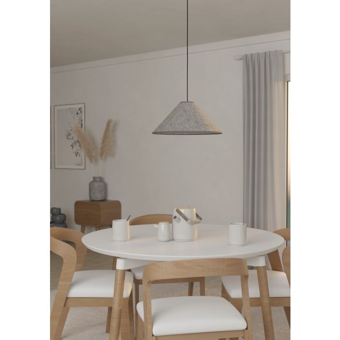 Lámpara Colgante ALSAGER Japandi | Tulipa Fieltro Gris | Eglo Lighting