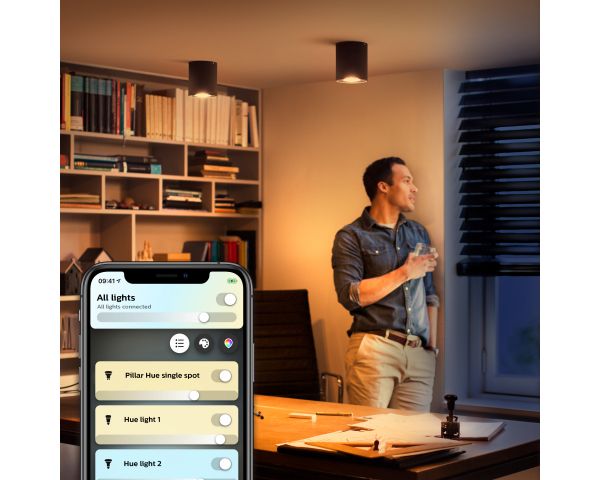 Foco PILLAR - Philips Hue - Negro