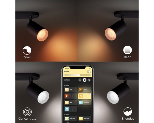 Foco FUGATO - Philips Hue - Negro