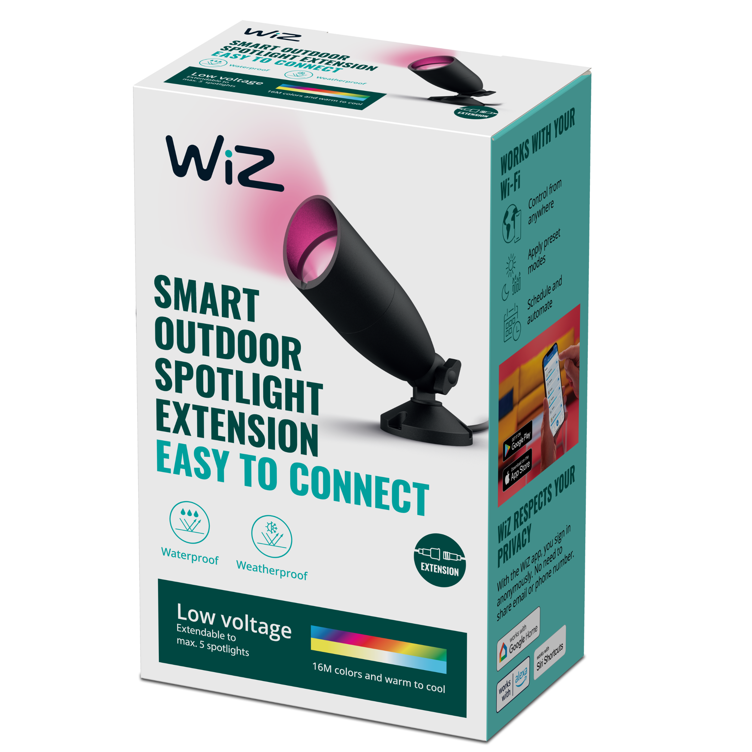 Foco exterior WiZ Ground,  4W, Luz Blanca y de Colores SpaceSense . Extensión de 1 foco para Kit Inicio