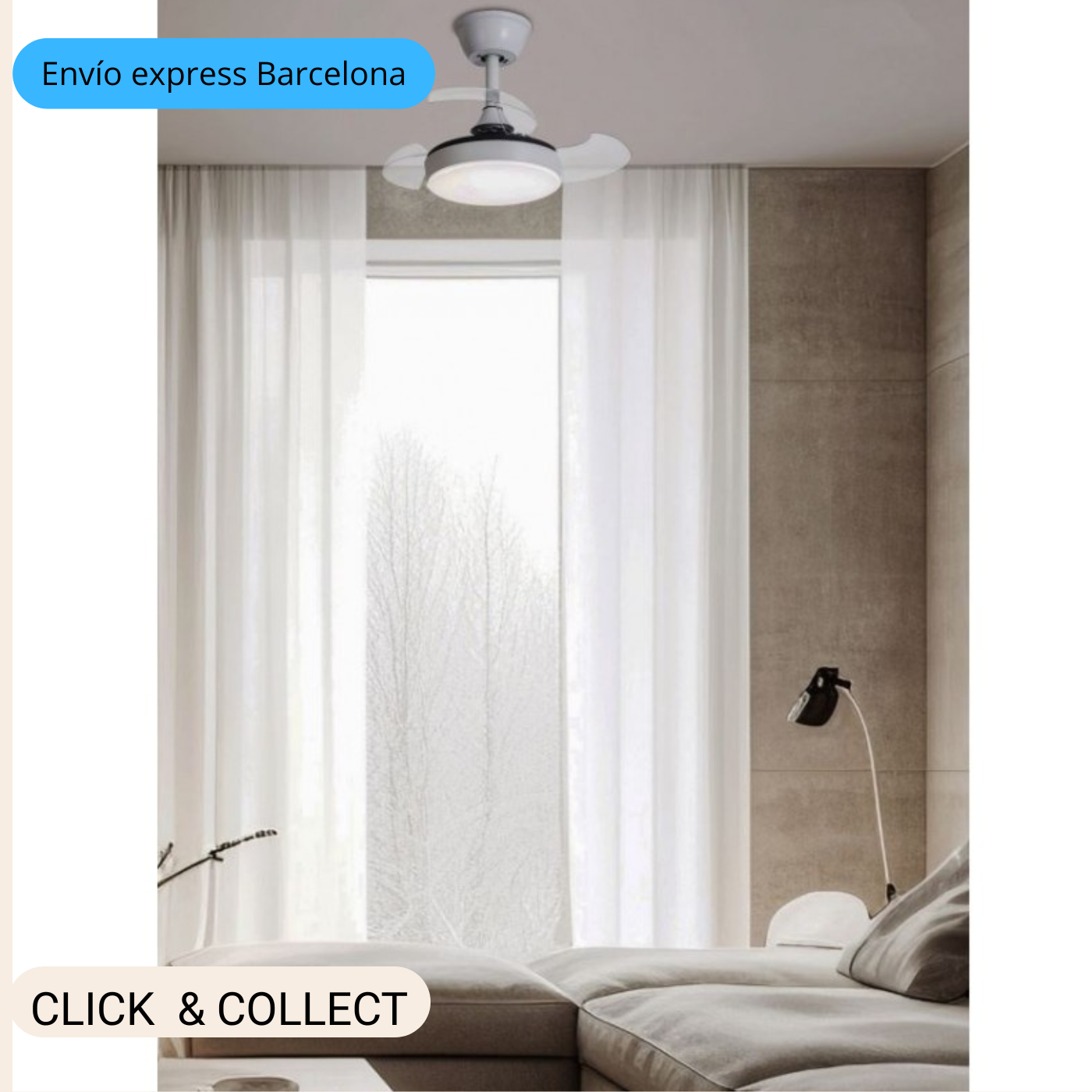 Ventilador de techo con luz LED MINI XS blanco motor DC | Jueric