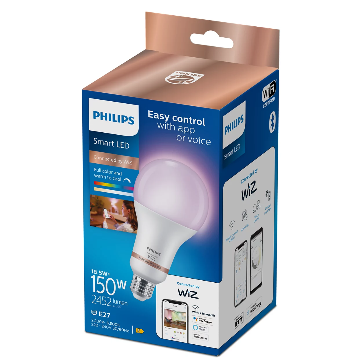 Bombilla LED Inteligente 8,5 W (Eq.150 W) A80 E27 | Philips Wiz