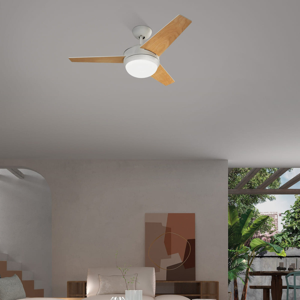 Ventilador de Techo Windy Blanco con Luz y Aspas Reversibles Ø102cm