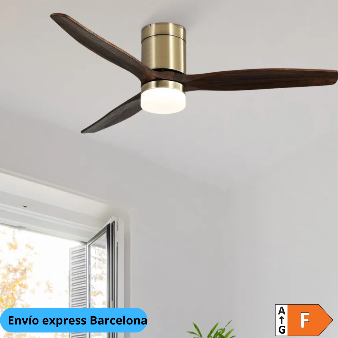 Ventilador Aguilon DC con luz - Fabrilamp - Roble