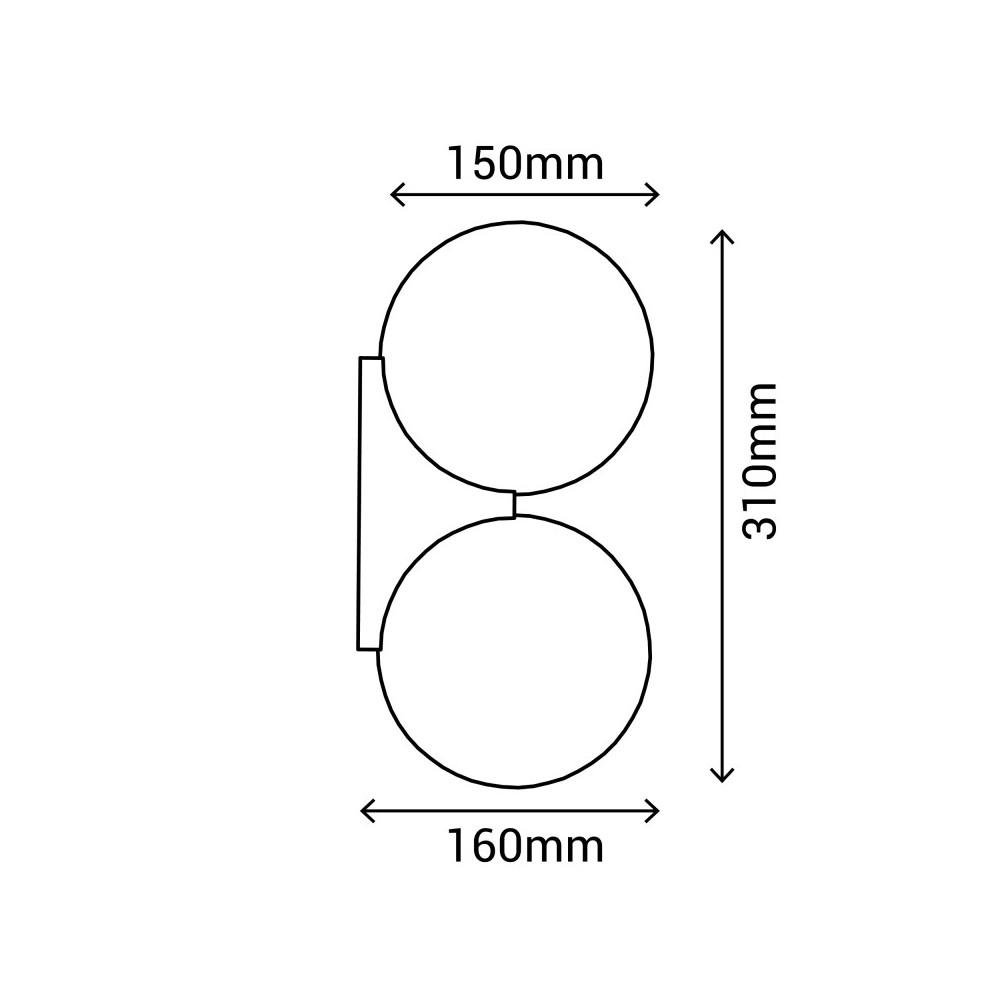 Aplique de Baño Doble Bola Sulion Obi Cromo G9 IP44 Vidrio Opal