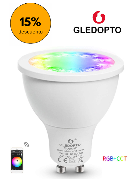 GLEDOPTO-bombilla Led inteligente ZigBee 3.0, GU10, 5W, RGBCCT, ángulo de haz de 30 grados.