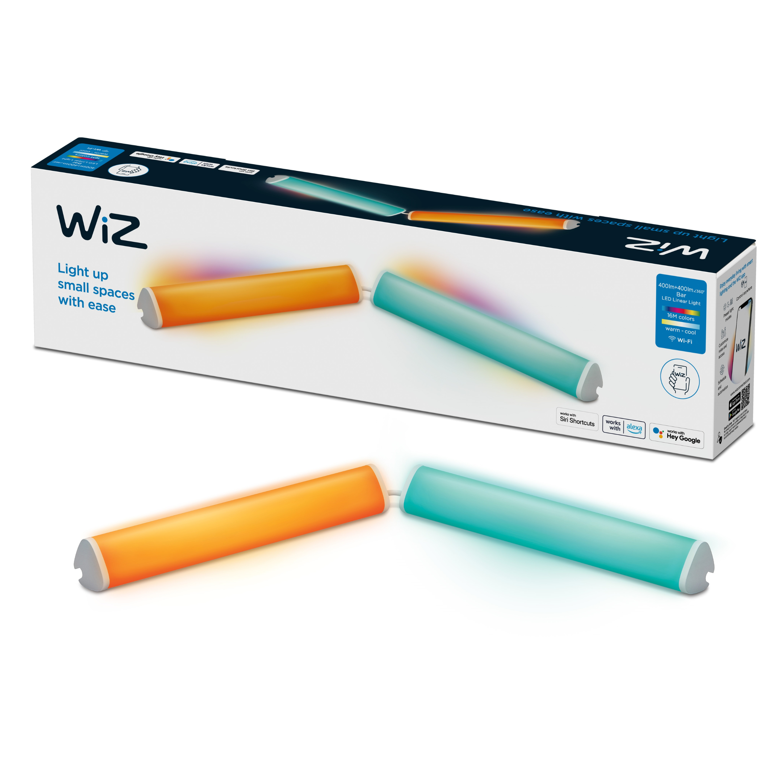 WiZ - Set de 2 Barras de luz led blanca y color Wi-Fi, con tecnología SpaceSense Usb-C