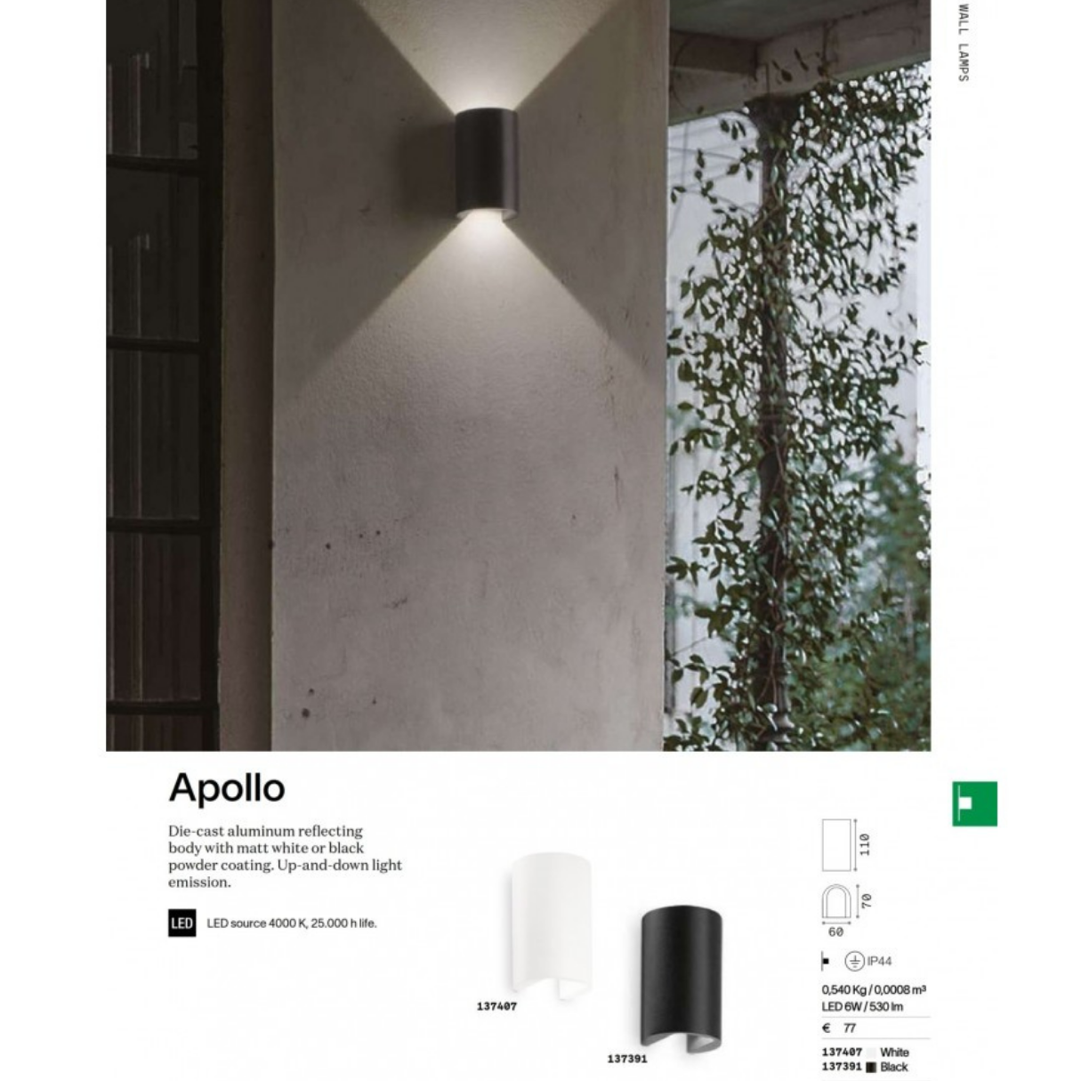 Aplique de pared APOLLO - Ideal Lux - Negro