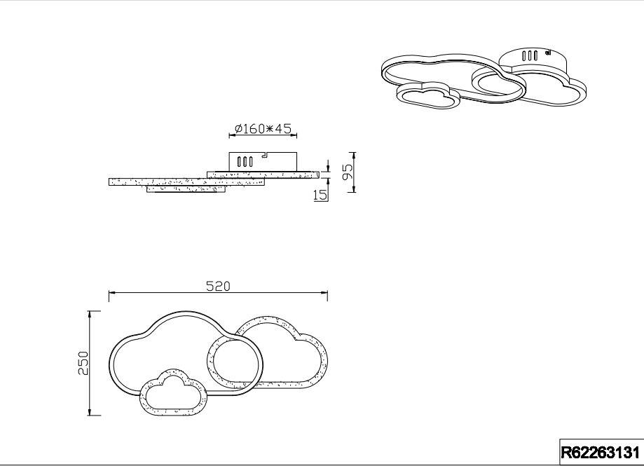 Plafón Cloudy R62263131 de Reality Trio - LED RGBW con Control Remoto Plafón Cloudy R62263131 de Reality Trio - LED RGBW con Control Remoto