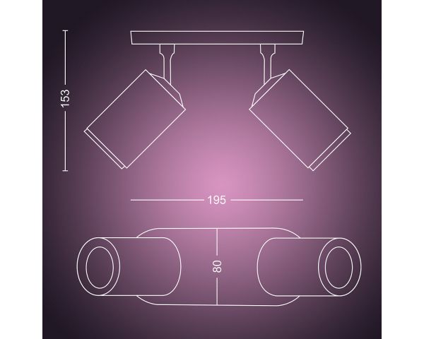 Foco de dos luces FUGATO - Philips Hue - Negro